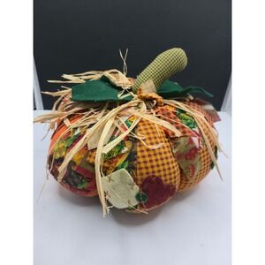 Prima Creations Fabric Pumpkin Patchwork Fall Decor 9in Orange Gingham Rustic